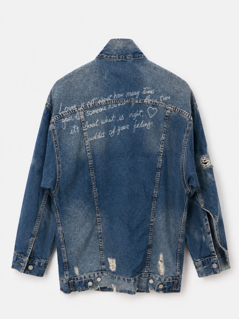 Pol Denim Cotton Jean Jacket Washed Distressed Large
